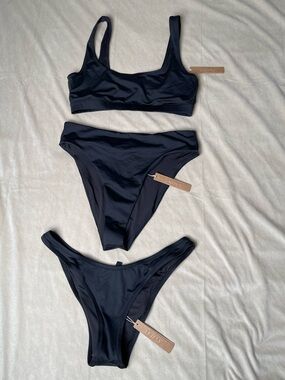 3-Piece SKIMS Swim Black Bikini Bundle Set Onyx NWT Medium
